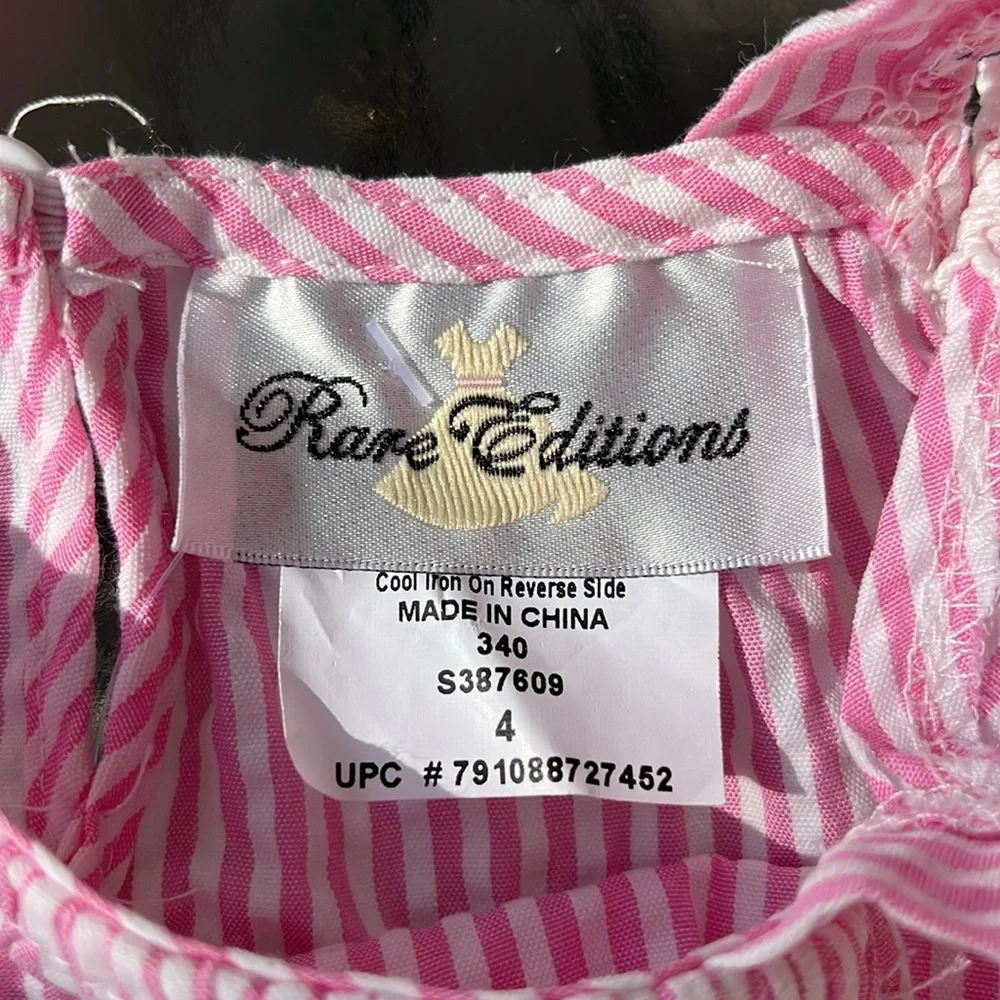 Rare Editions Pink and White Striped Seersucker Top and Shorts Set NEW Size 4